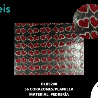 PLANILLA PEDRERIA CORAZONES 56/PZS ROJOS DLRS208