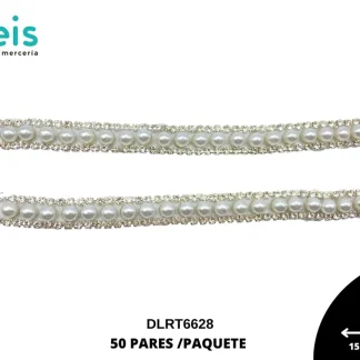 TIRANTE PARA BRASIER CON PERLA Y PIEDRA 16CM 50 PARES/BOLSA DLRT6628