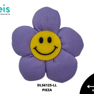 MINI PELUCHE FLOR CARA FELIZ LILA