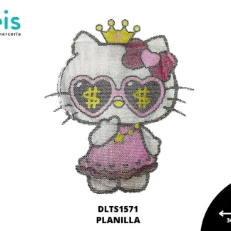 APLICACION PIEDRA TRANSFER HELLO KITTY CON LENTES Y CORONA DLTS1571