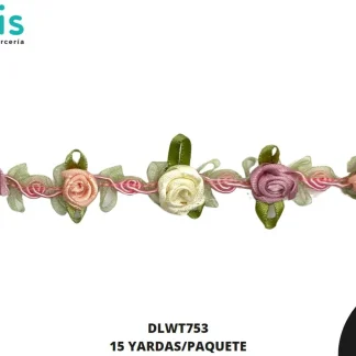 GUIPIUR BORDADO DECORADO DLWT753 MULTICOLOR 2.5 CM 15 YARDAS/PAQUETE