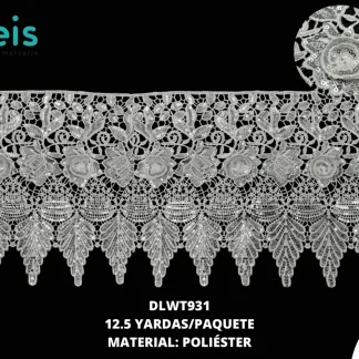 GUIPIUR POLIESTER BRILLOSO 3D DLWT931 10 CM 12.5 YARDAS/PAQUETE BLANCO