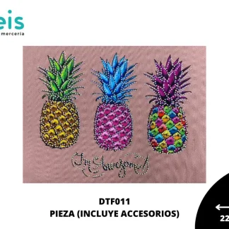 PARCHES DTF DECORADOS PEDRERIA PIÑAS DE COLORES DTF011 22cmX20.5cm 100 PZ/PQT