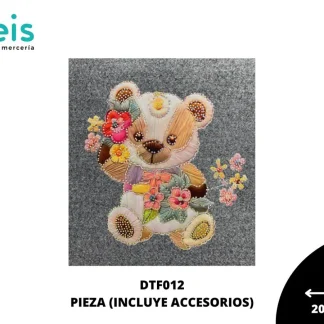 PARCHES DTF DECORADOS PEDRERIA OSO CON FLORES DTF012 20cmX19.3cm 100 PZ/PQT