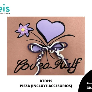 TRANFER CON ACCESORIOS CORAZON CON FLOR LOVE HALF 25 PZ/PQT DTF019
