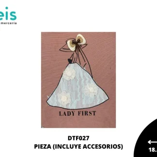 PARCHES DTF DECORADOS VESTIDO LADY FIRST DTF027 18.5cmX22cm 50 PZ/PQT