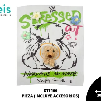PARCHES DTF DECORADOS OSO CON FLORES DTF166 30cmX34cm 50 PZ/PQT