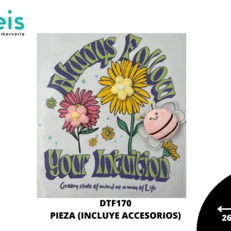 PARCHES DTF DECORADOS FLORES ACCESORIOS MINI PELUCHE DE ABEJA DTF170 26cmX30cm 50 PZ/PQT