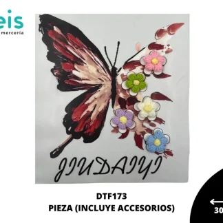 PARCHES DTF DECORADOS MARIPOSA CON ACCESORIOS DE FLORES DTF173 30cmX33cm 50 PZ/PQT