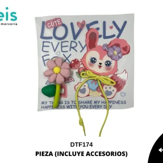 PARCHES DTF DECORADOS CONEJO CON ACCESORIOS CORDON PELUCHE DE FLOR DTF174 30cmX29cm 50 PZ/PQT