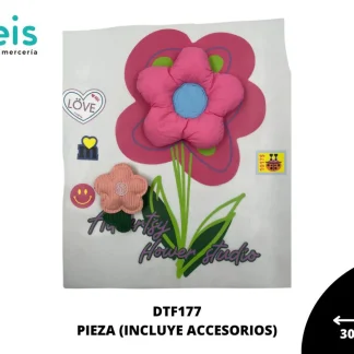 PARCHES DTF DECORADOS FLOR CON ACCESORIOS DTF177 30cmX27cm 50 PZ/PQT