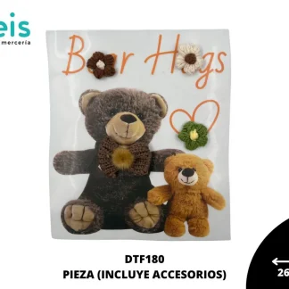PARCHES DTF DECORADOS OSOS CON ACCESORIOS DTF180 26cmX30cm 50 PZ/PQT