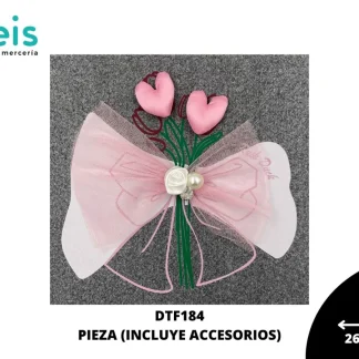 PARCHES DTF DECORADOS FLORES CON MOÑO DTF184 26cmX25cm 25 PZ/PQT