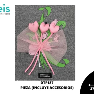 PARCHES DTF DECORADOS RAMO TULIPANES DTF187 27cmX30cm 25 PZ/PQT