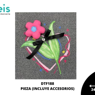 PARCHES DTF DECORADOS FLOR ROSA CON MOÑO DTF188 24cmX26cm 25 PZ/PQT