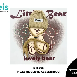 PARCHES DTF DECORADOS OSO SENTADO CON GORRO DTF205 25.5cmX26cm 20 PZ/PQT CAFÉ