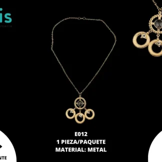 COLLAR METAL C/PIEDRA 7cmX6cm E012 1 PZ/PQT DORADO