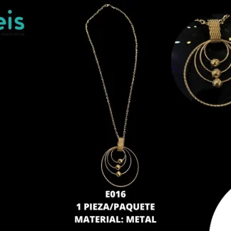 COLLAR CIRCULOS E016 1 PZ/PQT DORADO