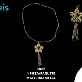 COLLAR FLOR 10.5cmX5cm E029 1 PZ/PQT DORADO
