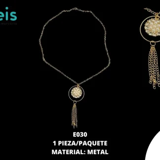 COLLAR METAL C/PERLA 11cmX5cm E030 1 PZ/PQT DORADO