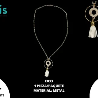 COLLAR CIRCULO BORLA 7.5cmX4cm E033 1 PZ/PQT DORADO