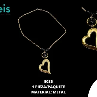 COLLAR CORAZON E035 4cmX11cm 1 PZ/PQT DORADO