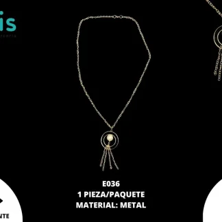 COLLAR METAL C/PERLA 7.5cmX4cm E036 1 PZ/PQT DORADO