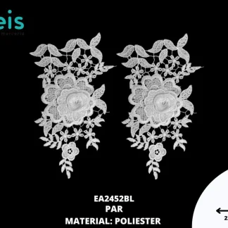 APLICACIONES EN PAR 3D POLIESTER BRILLOSO EA2452BL 22cmX13cm BLANCO