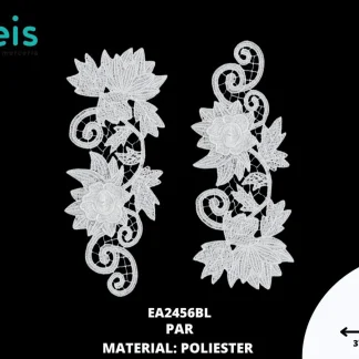 APLICACIONES EN PAR 3D POLIESTER BRILLOSO EA2456BL 37cmX12.5cm BLANCO