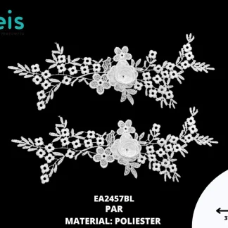 APLICACIONES EN PAR 3D POLIESTER BRILLOSO EA2457BL 37cmX12cm BLANCO
