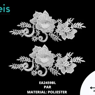 APLICACIONES EN PAR 3D POLIESTER BRILLOSO EA2459BL 24cmX9cm BLANCO
