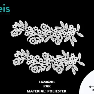 APLICACIONES EN PAR 3D POLIESTER BRILLOSO EA2462BL 24cmX6cm BLANCO
