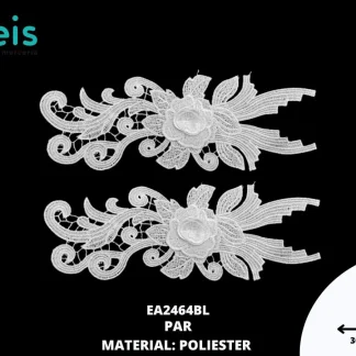 APLICACIONES EN PAR 3D POLIESTER BRILLOSO EA2464BL 30cmX10cm BLANCO