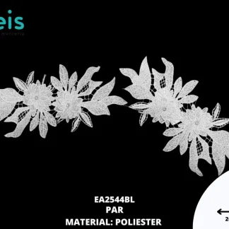 APLICACIONES EN PAR 3D POLIESTER BRILLOSO EA2544BL 26cmX12.8cm BLANCO