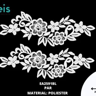 APLICACIONES EN PAR PLANOS POLIESTER BRILLOSO EA2591BL 26cmX9.5cm BLANCO