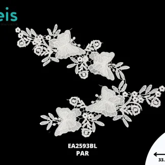 APLICACIONES EN PAR PLANOS POLIESTER BRILLOSO MARIPOSA EA2593BL 33.5cmX12.3cm BLANCO