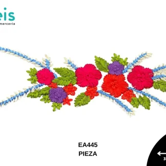 APLICACIONES EN PAR DECORADOS POLIESTER BRILLOSO FLORAL EA445 31cmX14cm MULTICOLOR