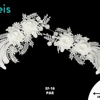APLICACIONES EN PAR 3D POLIESTER BRILLOSO EF-16 28cmX11.5cm BLANCO