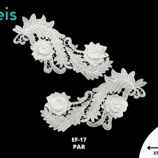 APLICACIONES EN PAR 3D POLIESTER BRILLOSO EF-17 27cmX135cm BLANCO