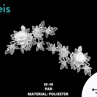 APLICACIONES EN PAR 3D POLIESTER BRILLOSO EF-19 32cmX13.5cm BLANCO
