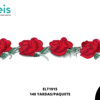 GUIPIUR BORDADO PLANO ELT1915 ROJO 7 CM 10 YARDAS/PAQUETE