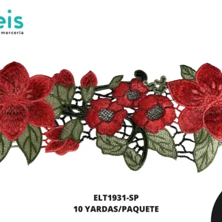 GUIPIUR BORDADO PLANO ELT1931-SP ROJO 12 CM 10 YARDAS/PAQUETE