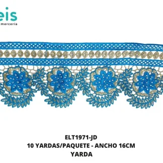 GUIPIUR BORDADO DECORADO ELT1971-JD JADE 16 CM 10 YARDAS/PAQUETE