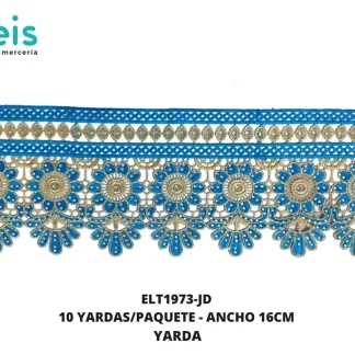 GUIPIUR BORDADO DECORADO ELT1973-JD JADE 16 CM 10 YARDAS/PAQUETE