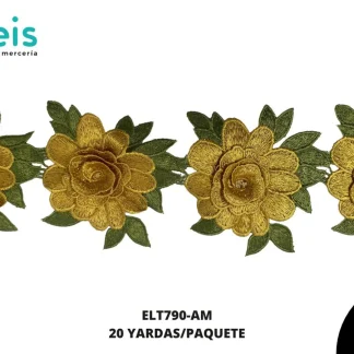 GUIPIUR BORDADO 3D ELT790-AM AMARILLO 12 CM 10 YARDAS/PAQUETE