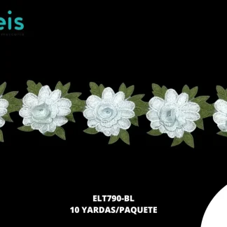 GUIPIUR BORDADO 3D ELT790-BL BLANCO 12 CM 10 YARDAS/PAQUETE