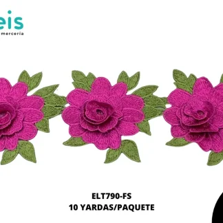 GUIPIUR BORDADO 3D ELT790-FS FIUSHA 12 CM 10 YARDAS/PAQUETE