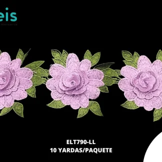 GUIPIUR BORDADO 3D ELT790-LL LILA 12 CM 10 YARDAS/PAQUETE