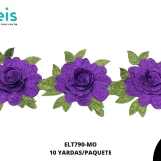GUIPIUR BORDADO 3D ELT790-MO MORADO 12 CM 10 YARDAS/PAQUETE