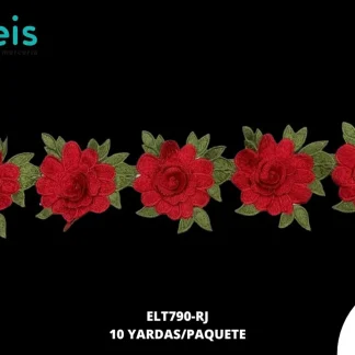 GUIPIUR BORDADO 3D ELT790-RJ ROJO 12 CM 10 YARDAS/PAQUETE